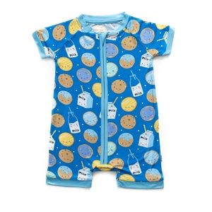 Little Sleepies bamboo zippy, short-sleeve, milk & cookies, 2T